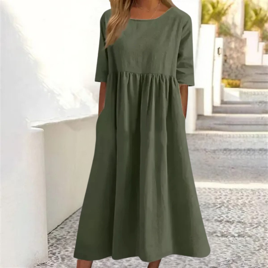 Amelia | Women's  Casual A Line Swing Dress with Pockets