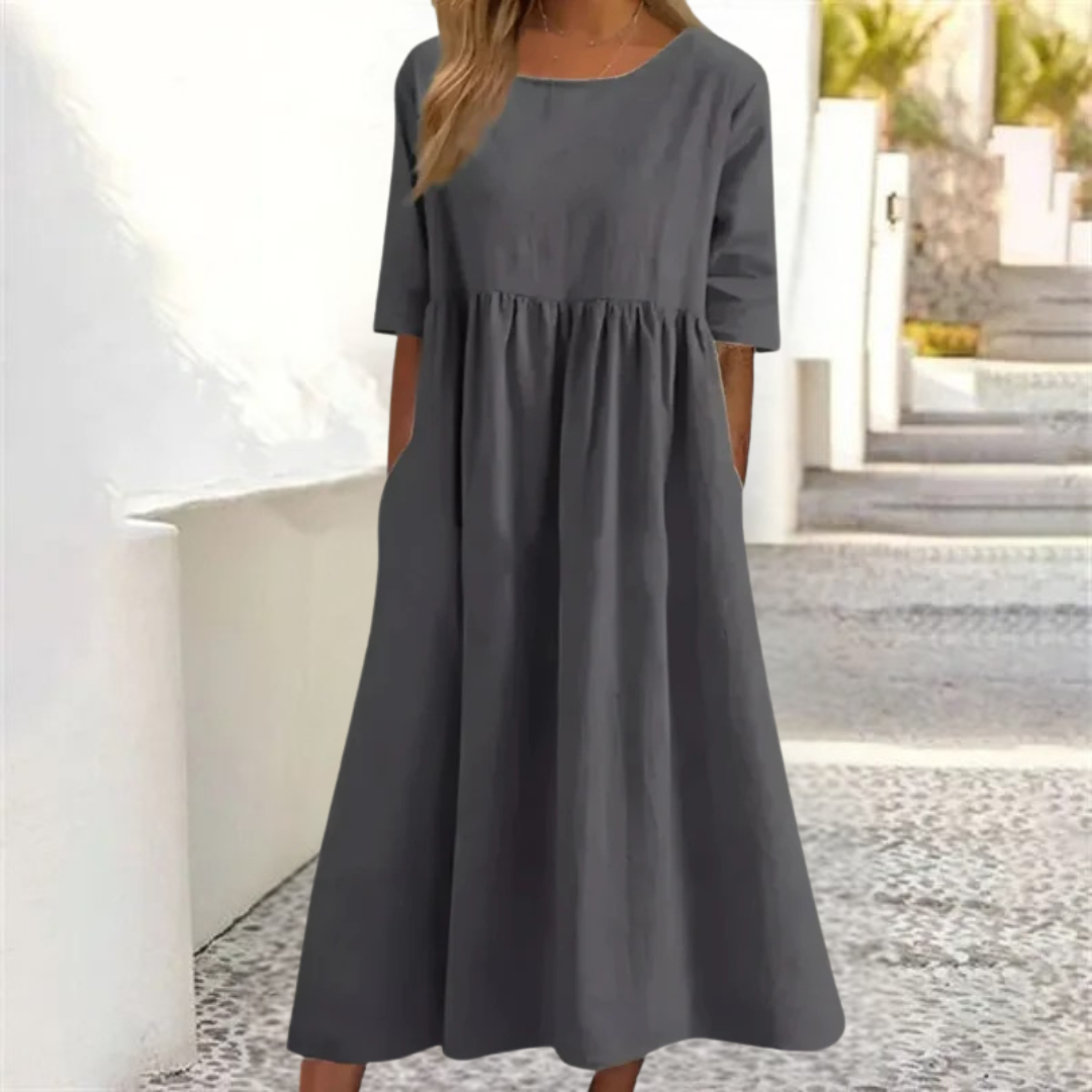 Amelia | Women's  Casual A Line Swing Dress with Pockets