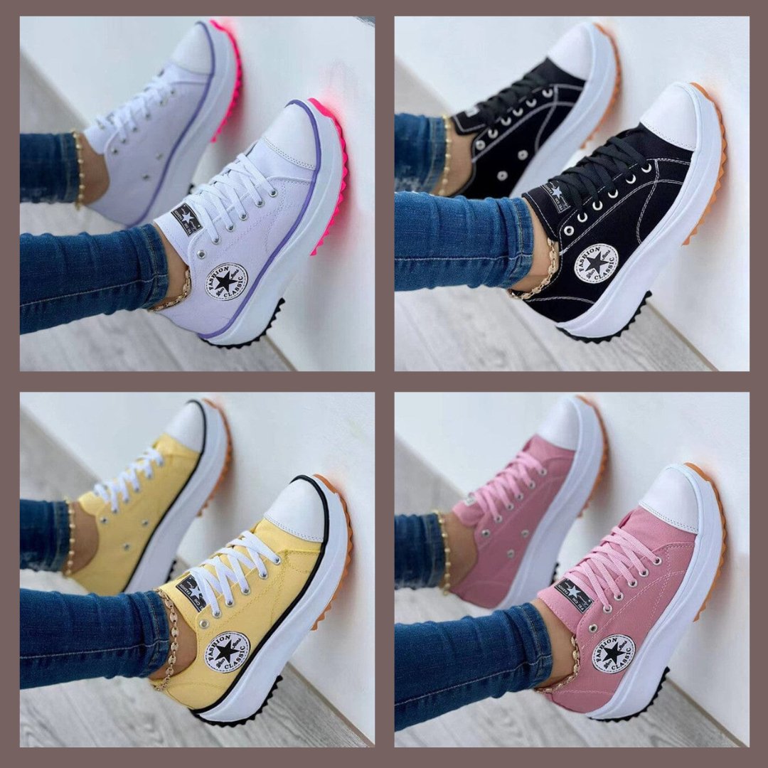 Sloan  | Women's Chunky Sole Platform Canvas Lace Up Sneakers