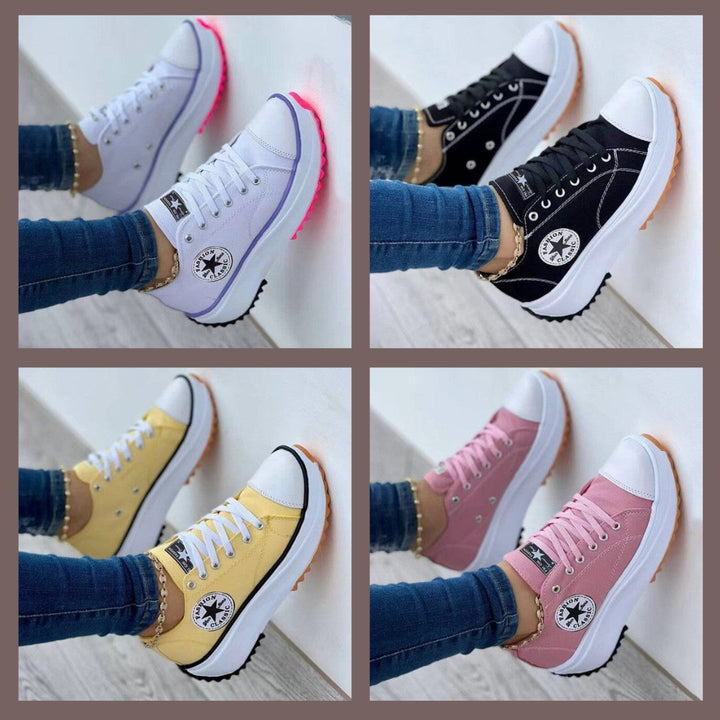 Sloan  | Women's Chunky Sole Platform Canvas Lace Up Sneakers
