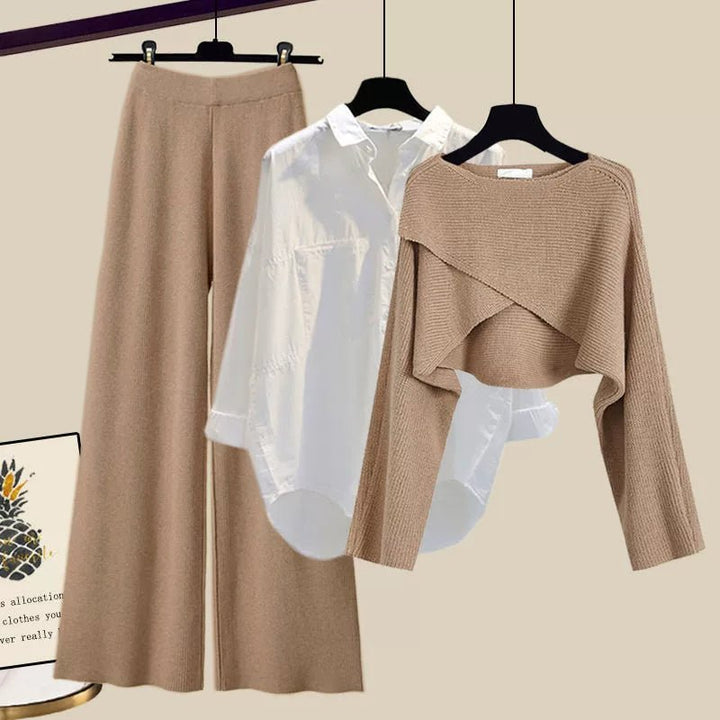 Veronica | Women's Chic 3- Piece High Waist Wide Leg Pant Set