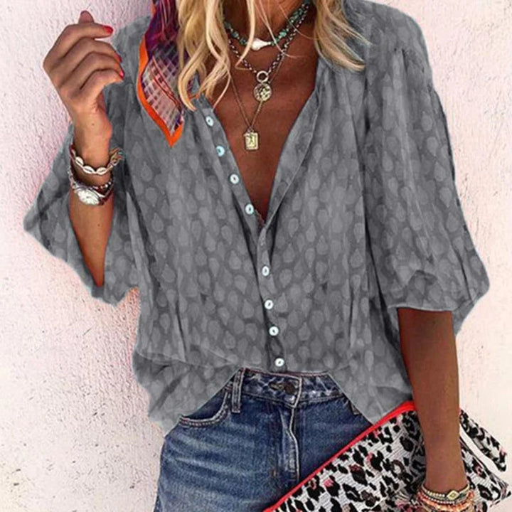 Mira | Women’s Printed Half Sleeve Blouse with Buttons