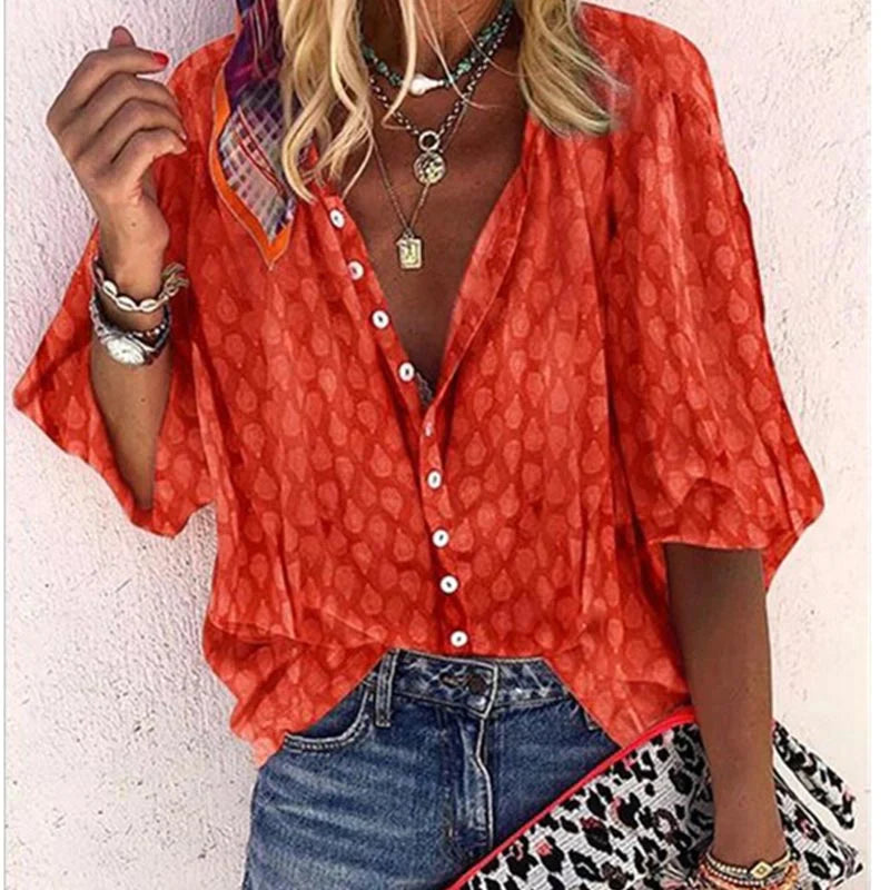 Mira | Women’s Printed Half Sleeve Blouse with Buttons
