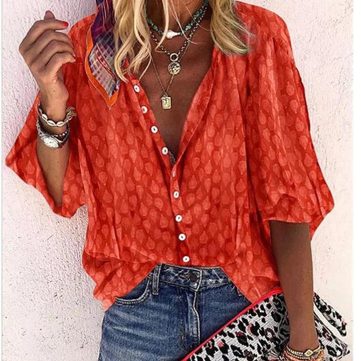 Mira | Women’s Printed Half Sleeve Blouse with Buttons