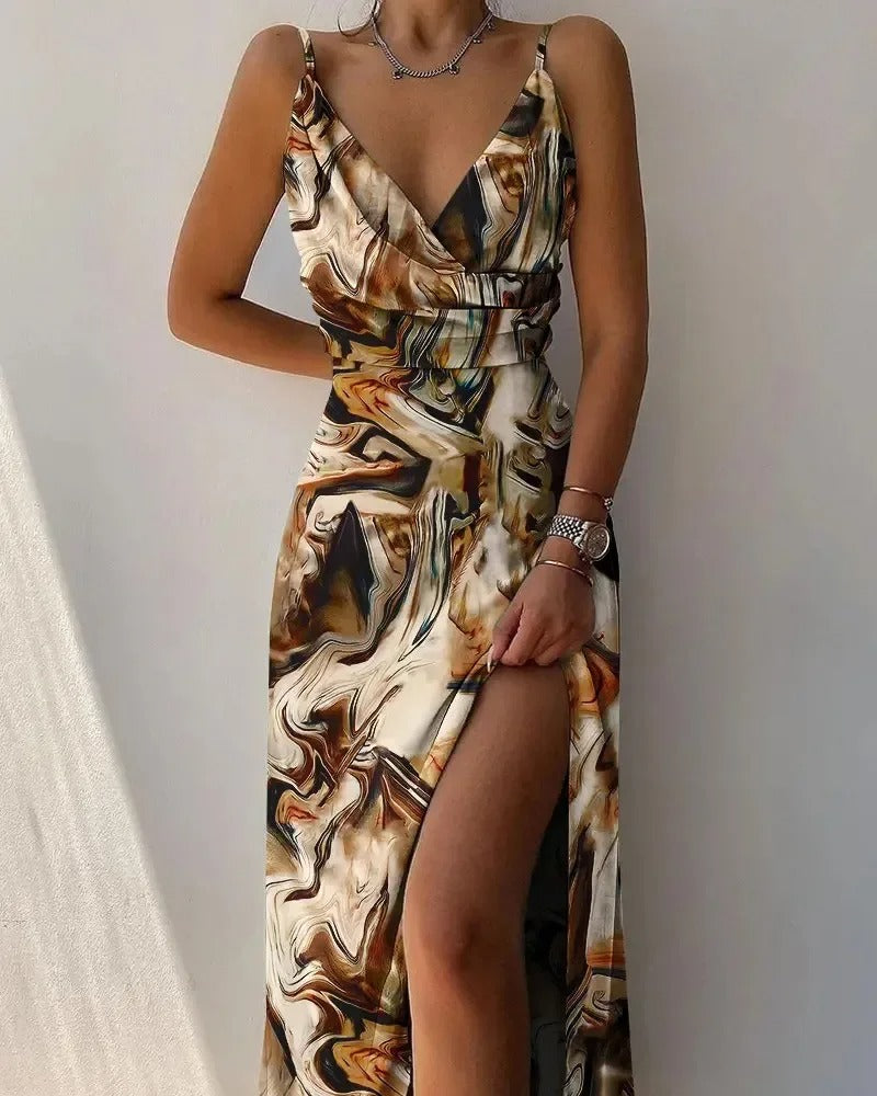 Elarisse | Women's Sleeveless Flowing Maxi Dress with Slit