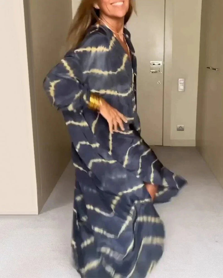 Jane | Women's Button Front V Neck Boho Maxi Dress