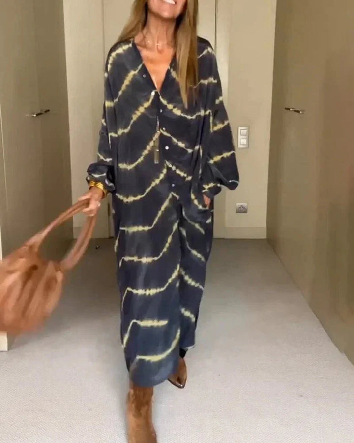 Jane | Women's Button Front V Neck Boho Maxi Dress