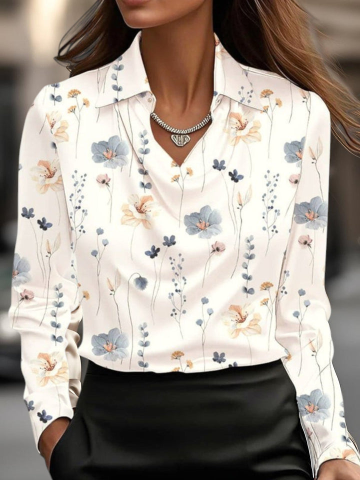 Brianna | Women's Long Sleeve Silky Blouse with Collar