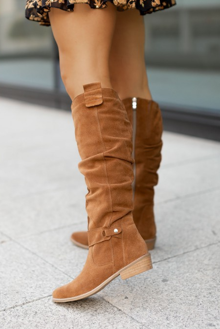 Kelsey | Women's Mid Calf Suede Boots with Buckle Style